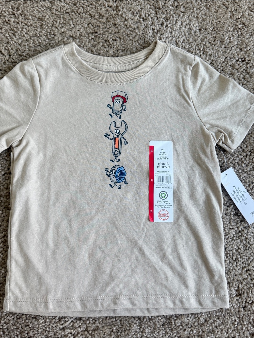 wonder nation Beige Short Sleeve Tool Graphic Tee